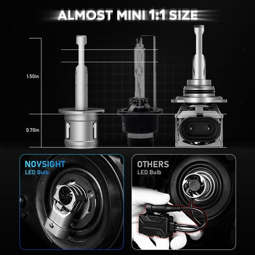 NOVSIGHT 2X H1 70W LED Headlight Bulbs 6500K White 16000LM Canbus Error Free UK - Picture 4 of 9