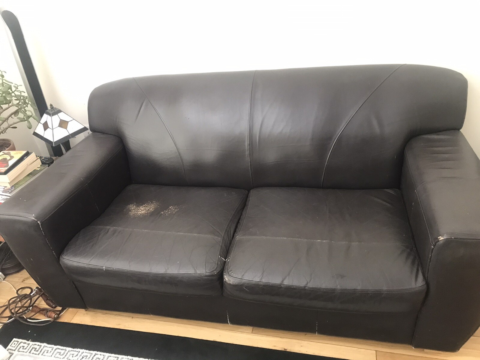 2 seater brown leather Ikea sofa, eBay
