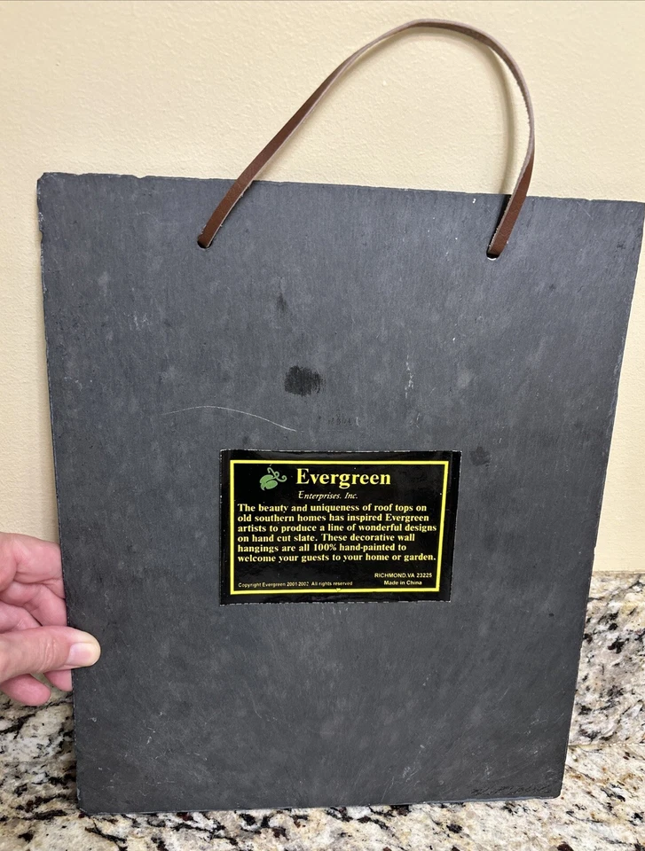 Papá Noel pintado a mano pizarra Barbara Chiantia azulejo placa arte de pared vacaciones Foto 4 de 4