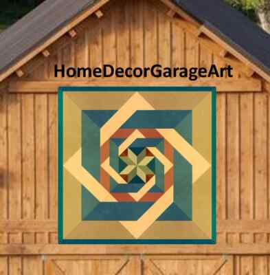 Amish Barn Quilt Art Sign, Box In Box Earth Tones, Square Metal Sign, 9 Sizes