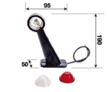 FANALE LATERALE INGOMBRO BIANCO/ROSSO DIRITTO LAMPADA 12/24V R5W 27111