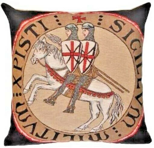 NEW SCEAU TEMPLIER KNIGHTS TEMPLAR SEAL 18" BELGIAN TAPESTRY CUSHION COVER, 1809 - Image 3 of 3
