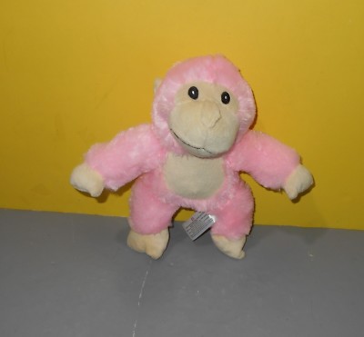 10'' Bears2go Pink Plush Stuffed Monkey Toy Animal w/ Sewn Eyes