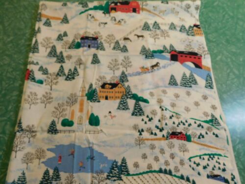 VTG FABRIC TRADITIONS HEART OF THE COUNTRY CHRISTMAS WINTER FARM SCENE 1.5 YARDS - Picture 2 of 5