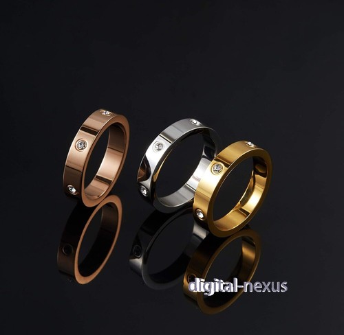 18K Gold Plated Silver Rose Gold Stainless Steel Wedding Band Brithday Gift - Picture 3 of 42