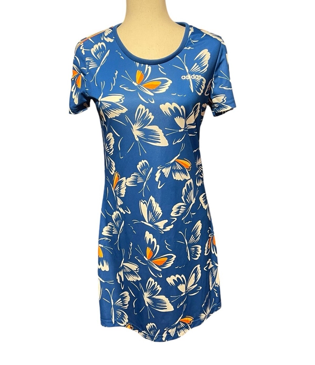 Farm Rio Adidas Trefoil Dress Blue Womens Small Adidas Dress Blue