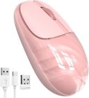 Edjo Silent Wireless Bluetooth Mouse for iPad, Rechargeable Multi-Device Pink