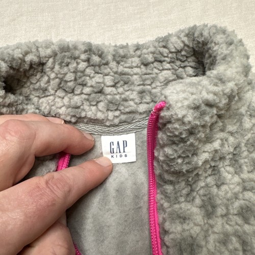 Gap Kids-Girls Sherpa 1/4 Zip Sweatshirt-size L 10- Gray Leopard Pattern - Picture 2 of 4