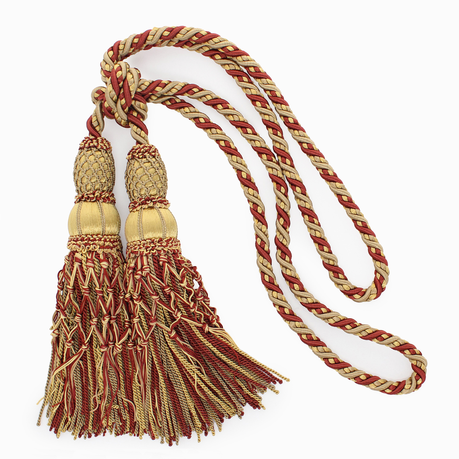 10"" Double Tassel Tieback Beechwood Gold, Camel gold, Dark Rust - EL09 [Invidual
