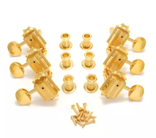 136G Grover Vintage Gold Round Button 3+3 Tuners for Gibson & Others