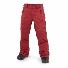 NWT BOYS VOLCOM CASSIAR INSULATED SNOWBOARD PANTS 130 M blood red