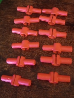 Tinkertoy 12 Connector Clips Red Replacement Parts Plastic Tinker Toy Pieces