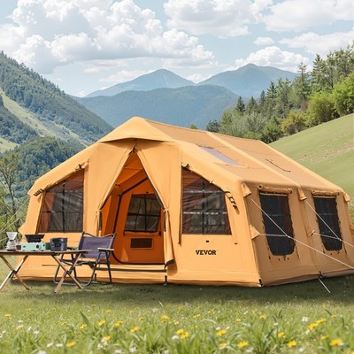 VEVOR Inflatable Tents for 3-12 Person Blow Up Camping Tent w/ Pump & Stove Jack