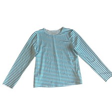 L.L. Bean Girls Size L 14-16 Blue White Stripe Rashguard UV Protection Swim