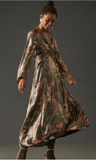New Anthropologie Caballero $248 SP Small Metallic Deep V-Neck Maxi Dress