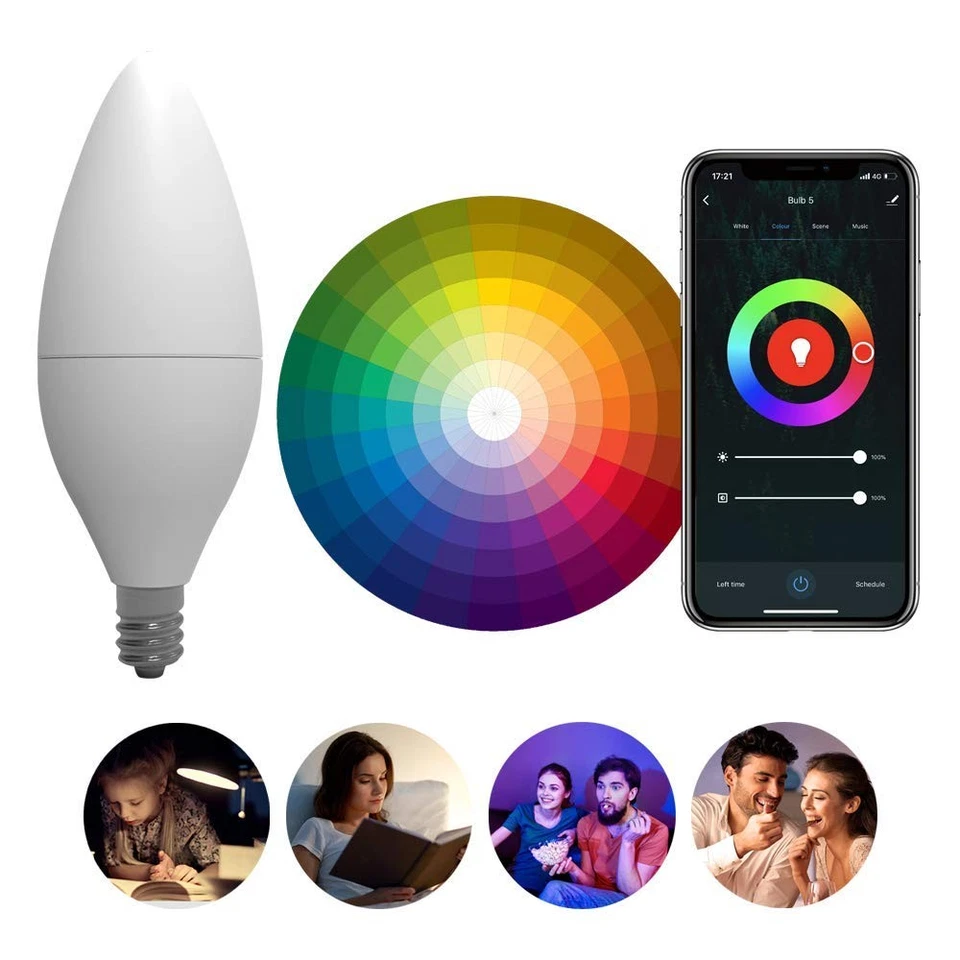 LED Candelabra Bulbs E12 Base, Color Changing and Dimmable Smart Light Bulb, ... - Image 3 of 4