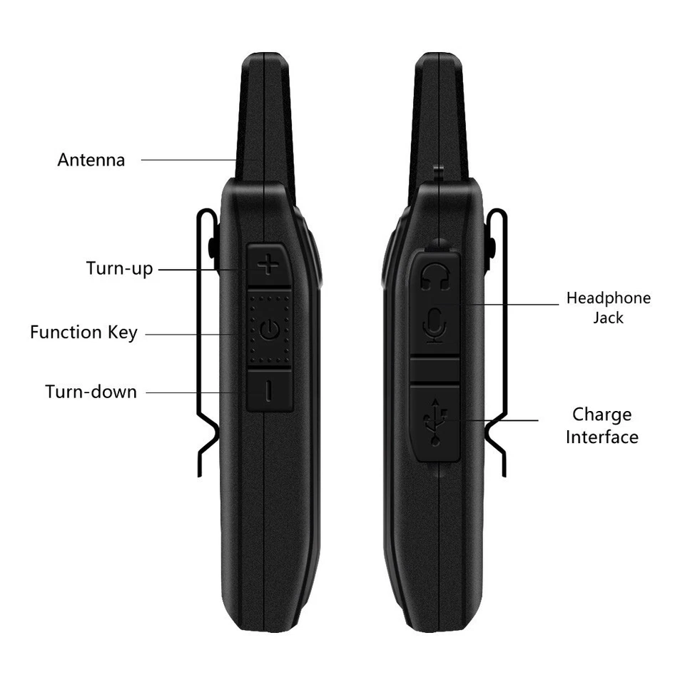 2pcs Portable Q1 Mini Walkie Talkie UHF 400-470mhz Handheld Ham CB Radio - Image 3 of 4
