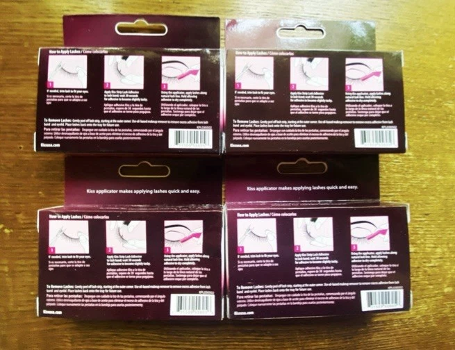 KISS Ever EZ Lashes 03 (KPL03) Lote de 4 paquetes - 1 par cada uno, negro Wispy natural Foto 4 de 4