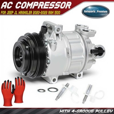 AC A/C Compressor with Clutch for Jeep JL Wrangler 2020-2023 Ram 1500 2019-2021