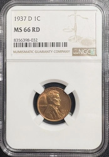 1937-D Lincoln Head Wheat Cent NGC MS 66 RD Red Denver Mint GEM BU Nice!