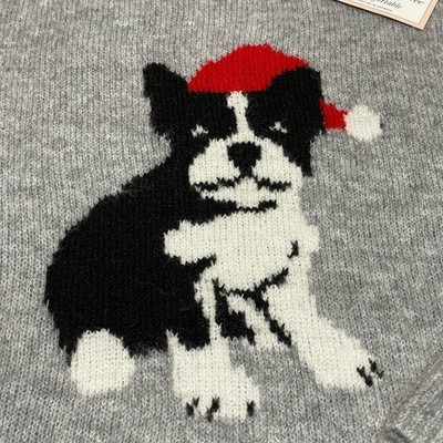 Cupcakes Cashmere Light Gray Knit Sweater Dog Boston Terrier dog