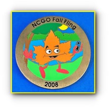 Geocoin 2008 NCGO Fall Fling Autumn Camping Event Antique Gold Unactivated