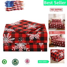 Beautiful Snowflakes  Plaid Christmas Bedding Set - Full Size with Pillowcases