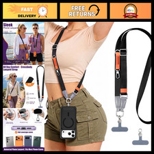 Adjustable Anti-Theft Phone Lanyard Neck Strap - Black, Hands-Free  Secure