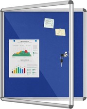 28"x26" Enclosed Bulletin 28  x 26  , Silver Frame W/ Blue Flet