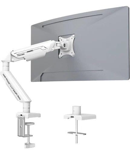 Fydeamer Single Monitor Arm Mount Gas Spring Adjustable Desk Stand White Boxed