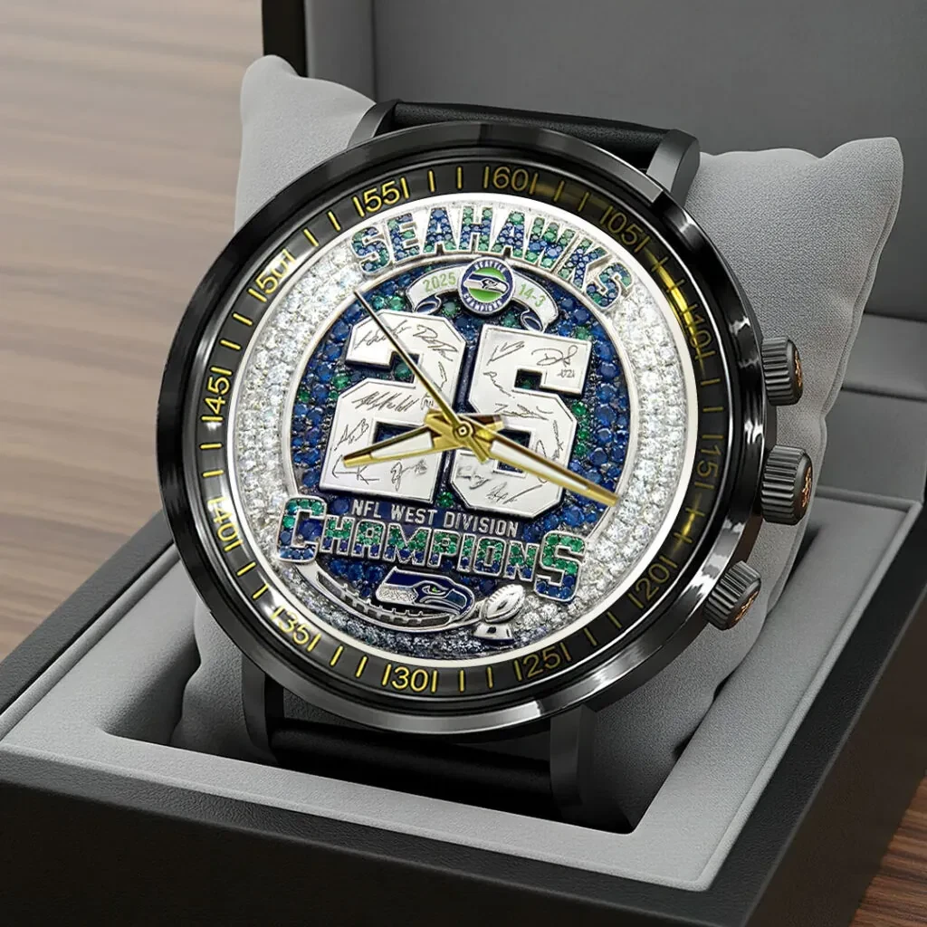 Seahawks 2025 NF.C West Champions Black Stainless Steel Watch