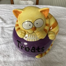 GATO GARFIELD VINTAGE CON RATÓN CERÁMICA, GOLOSINAS/TARRO DE GALLETAS 23cm COLECCIONISTAS.