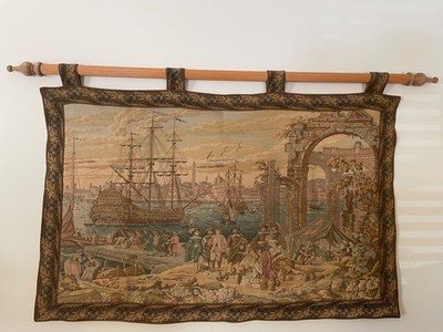 Nautical Seaport Harbor Tapestry Full Scene
