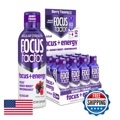 Focus Factor Focus Energy Shots - 12 X 2Oz Bottles Berry Twang Flavor - Powered