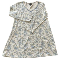 Earth Angels Nightgown Cottage Core Floral With Lace Trim Long Sleeve
