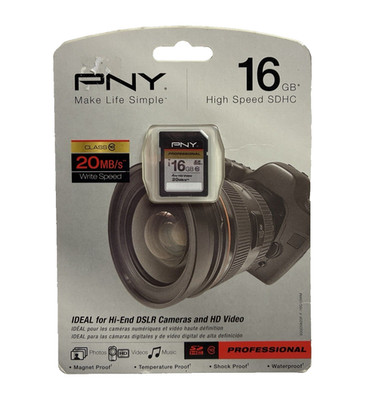 PNY 16GB High Speed SDHC Professional Class 10 Memory Card P-SDHC16G10-GE 20MB/s