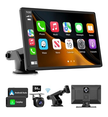 Portable Carplay Screen for Car, 9'' Wireless Carplay Touchscreen with 4K Dash 