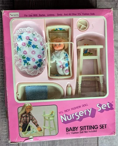 Vintage 1976 Sears Exclusive Baby Sitting Nursery Set for Barbie type dolls