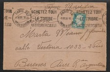 FRANCE TO ARGENTINA ANTI-TUBERCULOSIS PROPAGANDA 50c PASTEUR ON COVER 1930