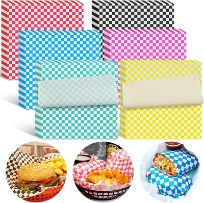 Deli Paper Sheets 126P, 11.5X11.5 in Checkered Sandwich Paper Wraps, 6 Colors Ba