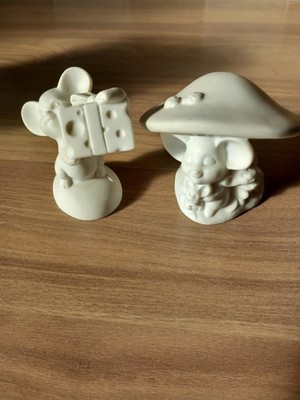 2 x feines Biskuitporzellan kleine Galerie Maus Figuren