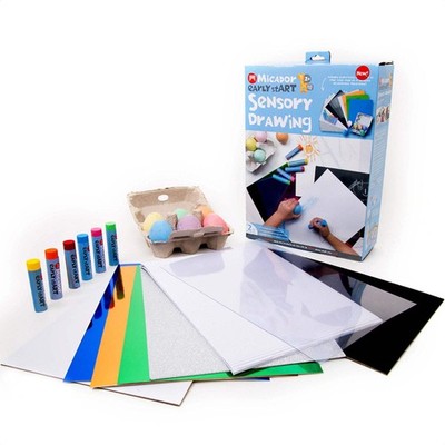 Micador Early StART Sensory Drawing Pack 6 Tri-Grip Buntstifte Ei Kreidekarten weiß