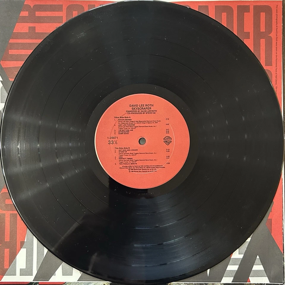 David Lee Roth Skyscraper 1988 Vinyl LP Record, Very Good Condition. Foto 3 de 4