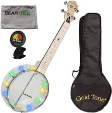 Goldtone LGLT Light-Up Little Gem Banjo Ukulele w/ Bag, Tuner, and Polish Cloth