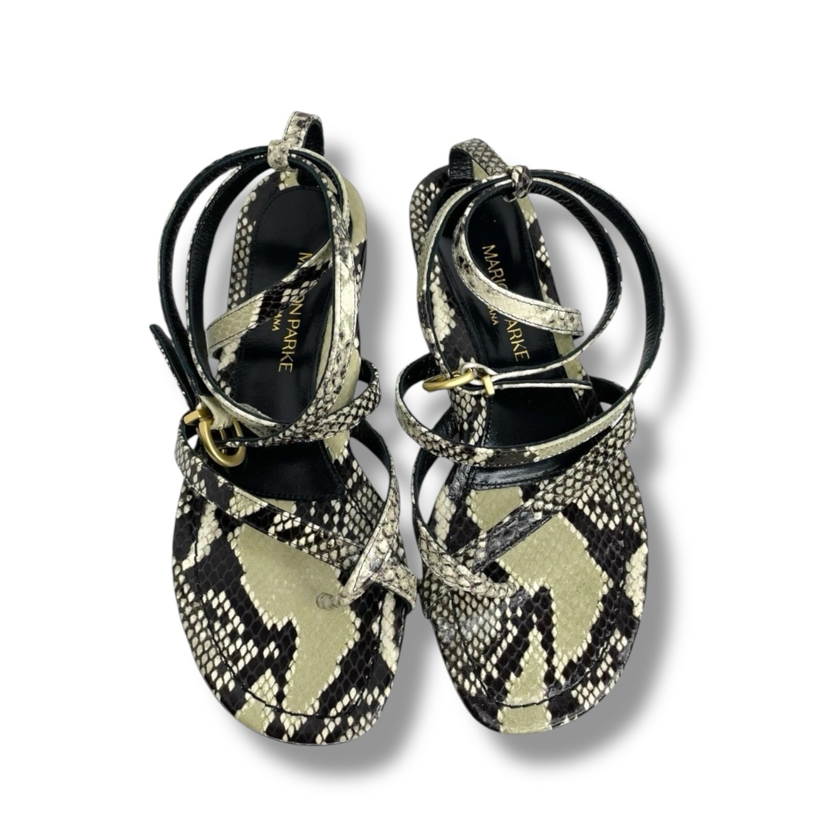 Marion Parke Harvey Python Leather Gladiator Sand… - image 6