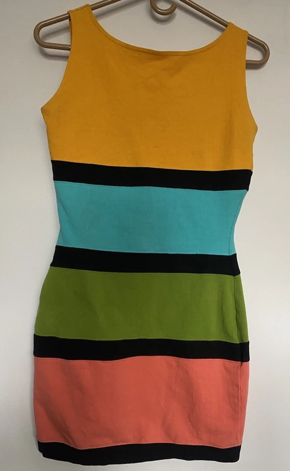 MUY RARO Vestido Vintage Maurice Sasson KIKIT Talla Pequeña Vertical Rayas Foto 2 de 4