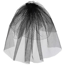 Black Birdcage Veil with Clip Short Wedding Face Veil for Gothic Bride Tulle