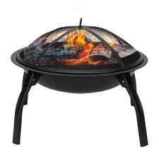22 Folding Wooden Burning Iron Fire Pit Backy...
