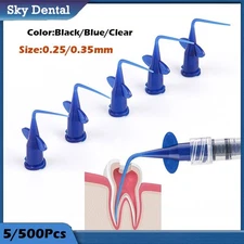 5/100Pc Dental Endo Disposable Needle Syringe Tips Root Canal Rinsing Curved Tip