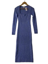GANNI Long-Sleeved Dress BLU Solid Color